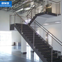 Rampe d'escalier en acier inoxydable sur mesure, rampe à tubes horizontaux moderne pour balcon intérieur/extérieur