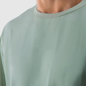 Nouveau style T-shirt en coton respirant pour homme, coupe oversize, couleur unie, manches courtes, col rond, style décontracté, t-shirt vierge en jersey - Product Image 4