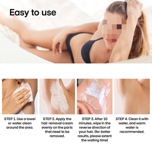 Crème dépilatoire à marque privée, efficace et rapide, pour les jambes, les aisselles, les parties intimes, le visage et le corps, pour femmes - Product Image 4