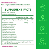Complejo de Magnesio de Alta Absorción 900mg, Fórmula 10 en 1 con Glicinato y Citrato para el Sistema Nervioso y la Salud del Sueño, 120 Cápsulas