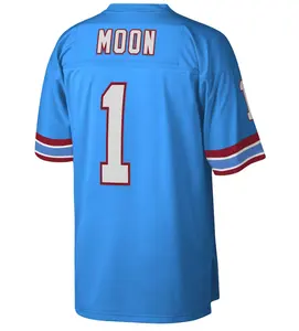 Throw-back Top Stitched Blue White American Football Jerseys Houston 1 Warren Moon 34 Earl Campbell