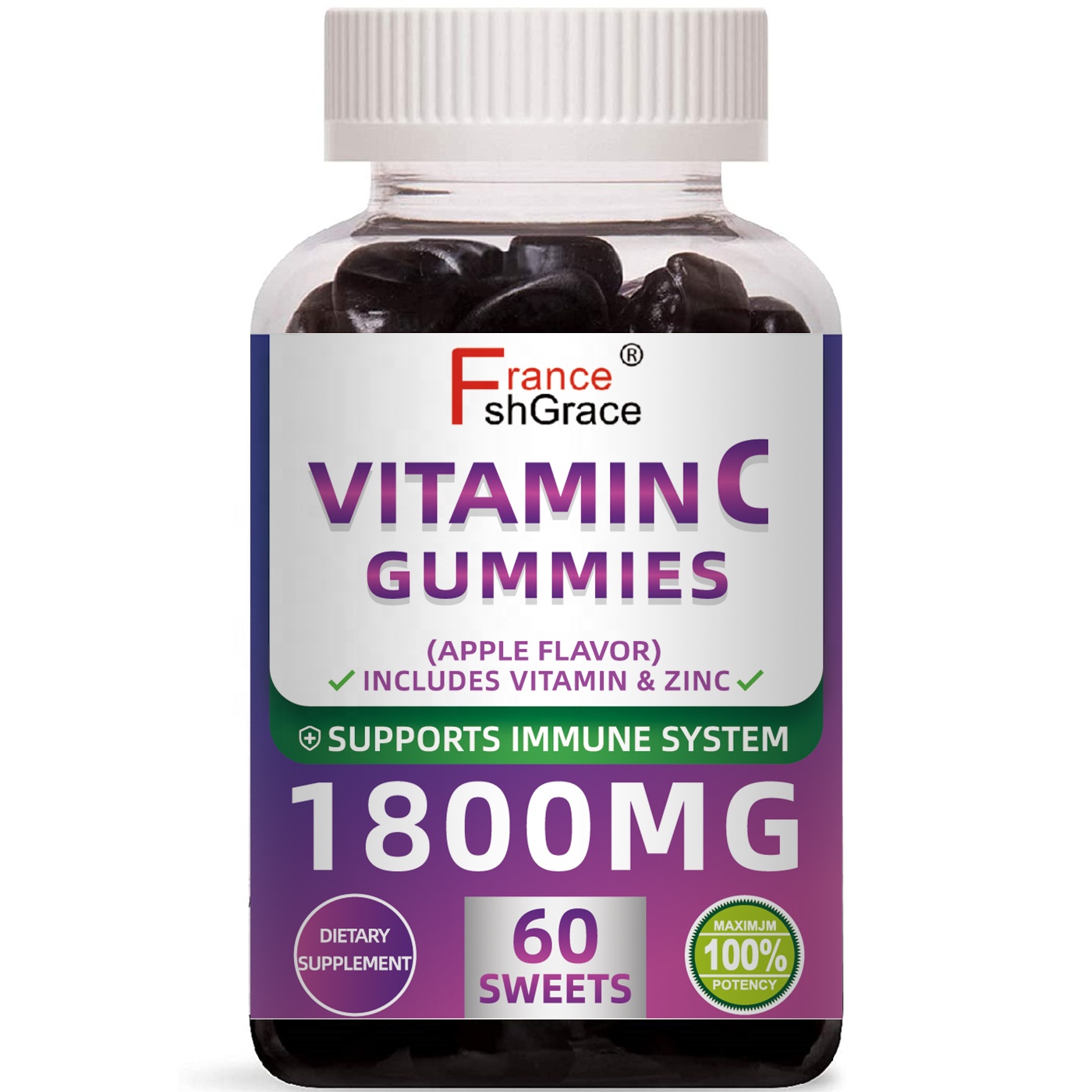 1800 мг, витамин С, жевательные резинки-дополнительная поддержка иммунитета для взрослых