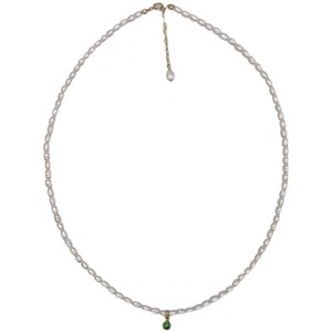 Collar de Perlas de Agua Dulce Naturales con Circonita Esmeralda Mini Chapada en Oro de 14K, Cadena para Clavícula de Lujo Inspirada en INS, Elegancia Ligera - Product Image 3