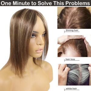 Postizo <span class=keywords><strong>de</strong></span> <span class=keywords><strong>Cabello</strong></span> Humano con Clip, <span class=keywords><strong>de</strong></span> Alta Calidad, con Frente <span class=keywords><strong>de</strong></span> Encaje Mono, Color Rubio Marrón Balayage, <span class=keywords><strong>de</strong></span> 6x6 Pulgadas, <span class=keywords><strong>para</strong></span> <span class=keywords><strong>Mujer</strong></span> - Product Image 3