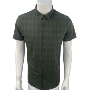 7 boutons 75% Nylon 25% Spandex Diamant Motif Polo En Gros Slim Fit Homme D'affaires Chemise - Product Image 1