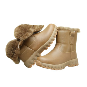 Botas de nieve para mujer, botas de invierno con tacón bajo antideslizantes, forradas de lana, con retazos de cuero - Product Image 5