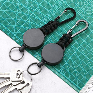 Porte-badge rétractable <span class=keywords><strong>en</strong></span> métal noir haute élasticité avec clip ceinture pour carte d'identité et clés, 21 cm - Product Image 3