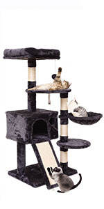 <span class=keywords><strong>Arbre</strong></span> à <span class=keywords><strong>chat</strong></span> XXL pour chats géants avec griffoir, hamac en métal, 3 perchoirs, 7 poteaux en sisal, <span class=keywords><strong>2</strong></span> grands condos, panier suspendu - Product Image 3