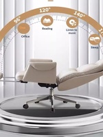 Silla de Oficina Ejecutiva Ergonómica Giratoria de Cuero Genuino con Función Reclinable y Soporte Lumbar para una Asientos Cómoda