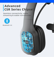 Casque d'écoute Bluetooth pour chauffeur de camion avec microphone, portée sans fil de 10 mètres, casque de camionneur ultra-large et doux