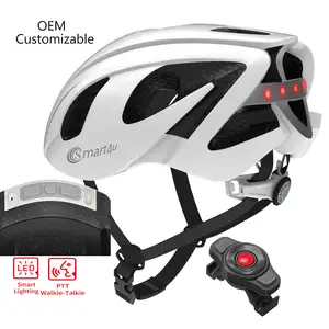 Smart4u PTT Walkie Talkie Casco Ciclismo Profesional Capacete Ciclismo Led Smart Lighting Cascos De Bici Ruta Speaker Helmets