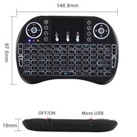 Mini Teclado Inalámbrico I8 Rii 2.4G Retroiluminado, Mini Mouse Inalámbrico I8 con Panel Táctil