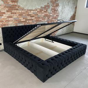 <span class=keywords><strong>Lit</strong></span> plateforme avec rangement en cuir moderne italien, cadre <span class=keywords><strong>de</strong></span> <span class=keywords><strong>lit</strong></span> avec tête <span class=keywords><strong>de</strong></span> <span class=keywords><strong>lit</strong></span> décorée en métal doré, <span class=keywords><strong>lattes</strong></span> en <span class=keywords><strong>bois</strong></span> - Product Image 2