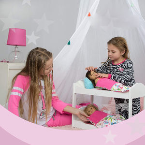 2025 Новая высококачественная 18-дюймовая американская кукла из массива дерева, двухъярусная кровать с постельным бельем, пижамные полки - Product Image 4