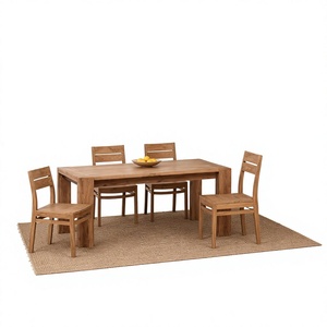 Mesa de Comedor Comercial de Madera de Teca Sólida Tallada, Ecológica, Duradera, de Lujo Moderno y Alta Calidad, Juego de 6 para Restaurante, en Oferta - Product Image 1