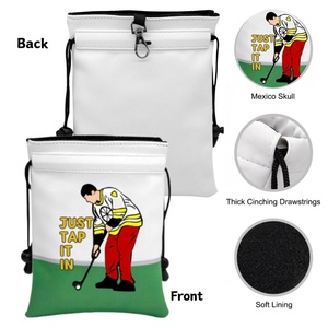 Boshiho Customized PU Leather <b>Golf</b> Valuables Pouch Durable Drawstring Closure for Ball Storage Personalized and Versatile - Product Image 4