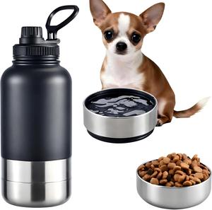 Borraccia Doppia Isolata per Cani con 2 Ciotole - Mantiene l'Acqua Fresca - Dispenser Portatile per Cani e Padroni - Ideale per Escursioni e <span class=keywords><strong>Spiaggia</strong></span> - Product Image 1