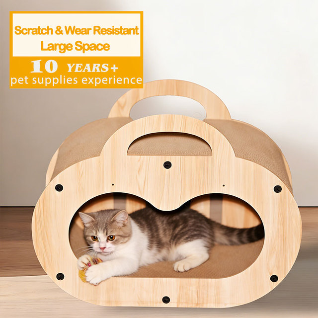Custom Size Carton Corrugated Cat Scratcher Villa 2-in-1 Cat House Scratching Board Large Space Thickened No-Shedding Design