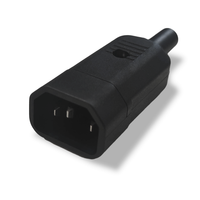 Conector de Alimentación de Entrada LZ-14-T1B IEC 60320 C14, 15A 250V, 18AWG, Conector Macho Recto de Nylon