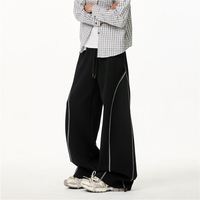 Hommes Printemps Automne Rétro À La Mode Marque Lâche Droopy Casual Long Pantalon De Survêtement Rayé Patchwork Sport Pantalon