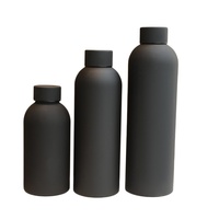 Bouteille d'eau isotherme en acier inoxydable 304 à double paroi avec logo gravé, revêtement caoutchouc, 500 ml, à col étroit et à paroi droite