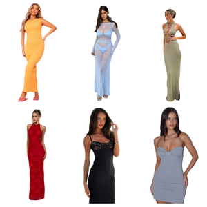 Conjunto de Vestido Largo de Verano para Mujer, Sexy, de Algodón y Poliéster, con Corte Bajo Irregular, Diseño Hueco, Único y Moderno - Product Image 1