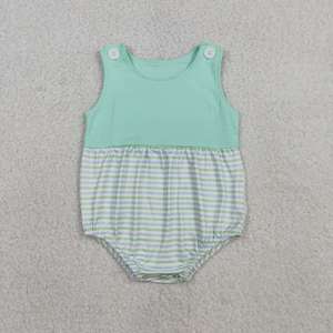 Ropa de Bebé Niña de Alta Calidad al por Mayor, Envío Inmediato, Algodón Suave, Color Verde, Estampado Animal, Mono de Verano con Mangas con Volantes - Product Image 5