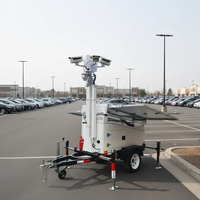 Système solaire extérieur, caméra de sécurité mobile CCTV, remorque avec mât télescopique pour les parkings