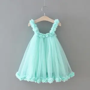 2024 verano dulce niños niñas vestido bebé niñas Color <span class=keywords><strong>caramelo</strong></span> malla tirantes vestido tutú faldas bebé Floral vestido para 1-7 años Niña - Product Image 1