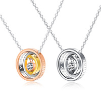 Nouveau collier en strass cercle à trois couches pendentif imbriqué je t'aime maman collier porte-bague en acier inoxydable avec cristal