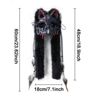 Masque de loup en peluche avec oreilles d'animaux pour Halloween, cosplay, fête, performance, accessoire de costume