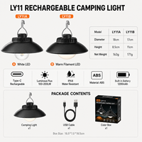 Lanterne de camping LED rechargeable Type-C 5W 200LM IP44, lampe de tente suspendue 1200mAh 2 modes, rétro, extérieur, urgence, blanc, plastique