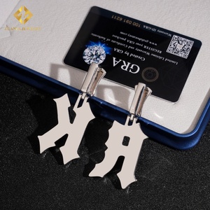 Bán buôn hip hop vvs moissanite đồ trang sức quyến rũ Bong Bóng Mặt dây chuyền 925 Bạc Iced ra kim cương ban đầu thư r k gai - Product Image 3