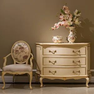 Maison de villa de style français antique Table console blanche élégante faite à la main vive