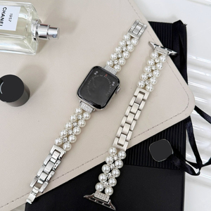 Bracelet de montre extensible en métal avec chaîne de perles Upro Luxury Jewelry pour IWatch 38/40/41/42/44/45 mm, bracelet intelligent pour montre connectée - Product Image 2