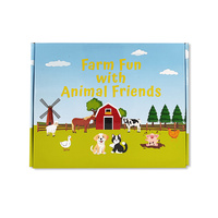 Livre à couverture rigide pour enfants sur demande impression ferme amusante avec des amis des animaux livre d'activité magnétique et boîte-cadeau