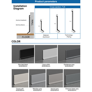Plinthe Moderne en Alliage d'Aluminium 6063 T5, Style Adhésif, Résistante à l'Eau et Écologique pour Sols de Salle de Bain - Product Image 2