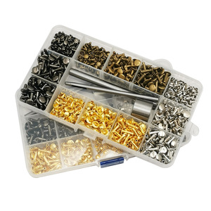 Remaches metálicos de doble cara en caja, artículos de cuero, equipaje, accesorios de ferretería, herramientas de perforación e instalación, cara plana - Product Image 5