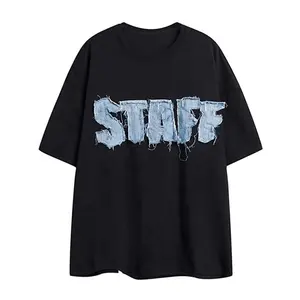 streetwear clothing manufacturers high quality men's distressed embroidery heavy weight t shirts for summer