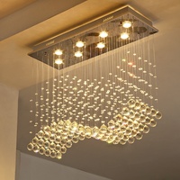 Lustre en cristal créatif rectangulaire moderne pour lampe à suspension de comptoir de restaurant et de bar avec hauteur réglable