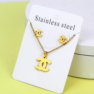 Conjunto de Joyería Popular Cristiana con Baño de Oro de 18K, Diseño de Corona Imperial, Collar y Aretes de Acero Inoxidable, Regalo para Bodas y Fiestas - Product Image 4