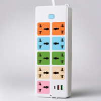 Regleta Universal IP44 de Latón de 10A con Carga Rápida USB Tipo-C PD, 6 Enchufes Multistándar, Protector contra Sobretensiones, Cable de Extensión para Viajes