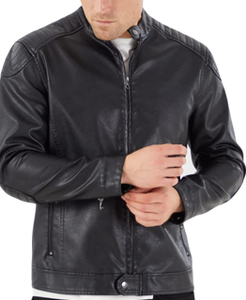 Chaqueta Bomber de Cuero para Hombre, Estilo Urbano, Primavera 2025, Diseño Sólido, Impermeable, Cortavientos, Forro de Algodón en la Parte Delantera - Product Image 4