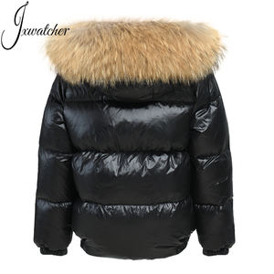 Enfants doudounes à capuche col en fourrure véritable filles garçons chaud coupe-vent bulle bouffant en gros hiver <span class=keywords><strong>plume</strong></span> vers le bas manteau pour les enfants - Product Image 2