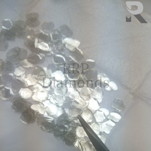 Diamants rayés de couleur naturelle, taille 0.10 à 0.20 en agate, cristal blanc, coupe plate - Product Image 2