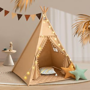 Tente <span class=keywords><strong>tipi</strong></span> pliable en toile de coton naturel pour enfants, cadeau pour enfants - Product Image 2