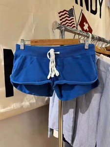 Pantalones Cortos Deportivos Casuales para <span class=keywords><strong>Mujer</strong></span>, Estilo BM, con Cordón Ajustable, Cintura Elástica, Holgados y Versátiles, Color Azul - Product Image 4