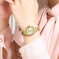 CURREN 9112 Original Montre à cadran Tonneau de luxe pour femme Bracelet en acier inoxydable Mouvement à quartz 3ATM Montre-bracelet de loisirs étanche