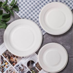 Assiette ovale en bagasse jetable de 8 pouces - Compostable, résistante à la graisse, idéale pour les pique-niques en plein air, les collations d'anniversaire, les desserts de café - Product Image 4