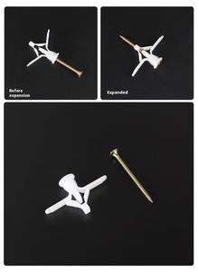 Bouchon mural en plastique gris avec papillon Bouchon mural en plastique avec cheville d'<span class=keywords><strong>ancrage</strong></span> en nylon - Product Image 6